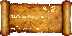 Mánya Roxána névjegykártya